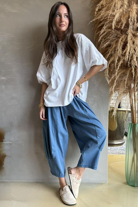 Atik Bubble Sleeve Top White /20=